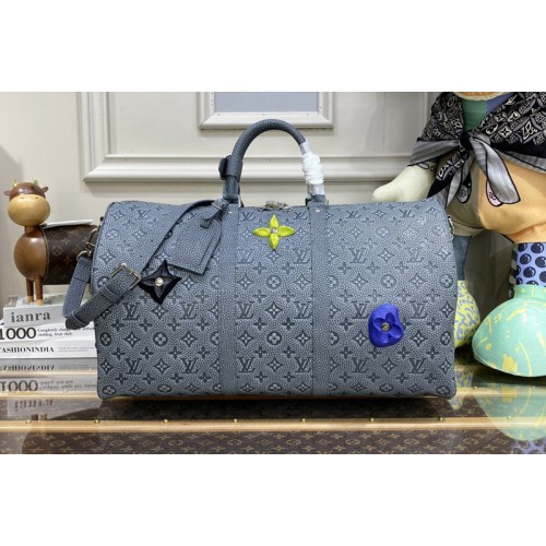 Louis Vuitton M20901 Keepall 50 bag in Granite Taurillon Monogram