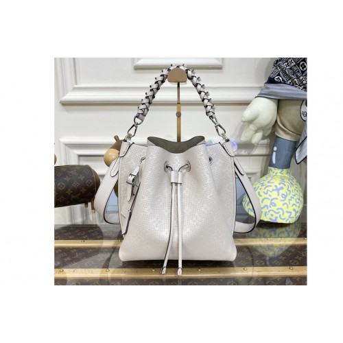Louis Vuitton M21006 Muria bucket bag in Grey Mahina perforated calfskin leather