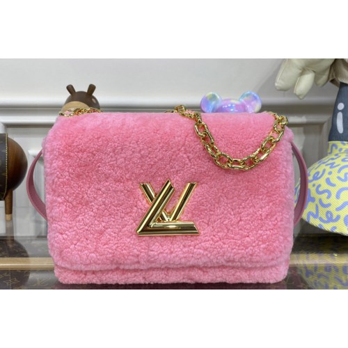 Louis Vuitton M21320 Twist MM hand bag in Pink Shearling