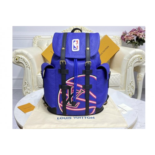 Louis Vuitton M21104 Christopher MM backpack in Blue Embossed Taurillon leather