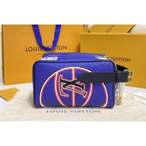 Louis Vuitton M21106 Dopp Kit toiletry bag in Blue Embossed Taurillon leather