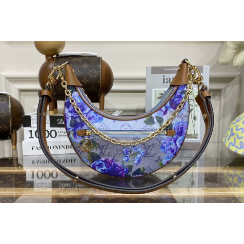 Louis Vuitton M21183 Loop baguette handbag in metallic-blue coated canvas