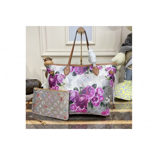 Louis Vuitton M21352 Neverfull MM tote bag in Silver Coated canvas