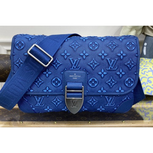 Louis Vuitton M21358 Archy Messenger MM bag in Blue Cowhide leather