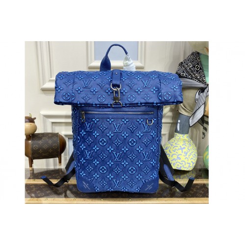 Louis Vuitton M21359 Roll Top Backpack in Blue Cowhide leather