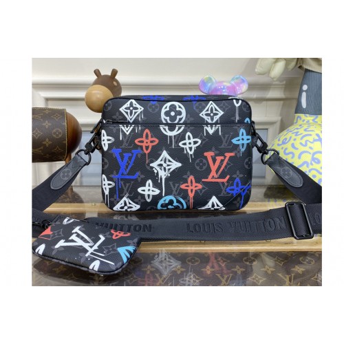Louis Vuitton M21396 Trio Messenger bag in Monogram Eclipse canvas with the Monogram Blossoms