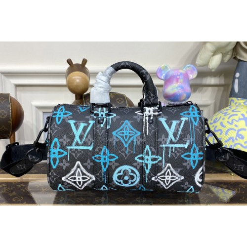 Louis Vuitton M21399 Keepall Bandouliere 25 Bag in Graffiti Monogram Eclipse coated canvas