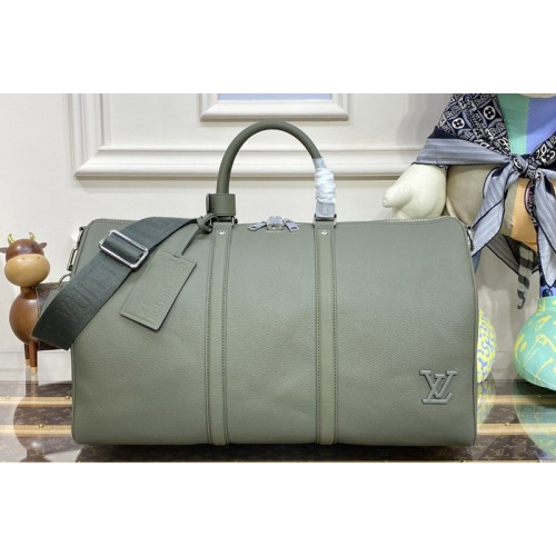 Louis Vuitton M21536 keepall bandouliere 50 Travel Bag in Khaki Aerogram cowhide leather