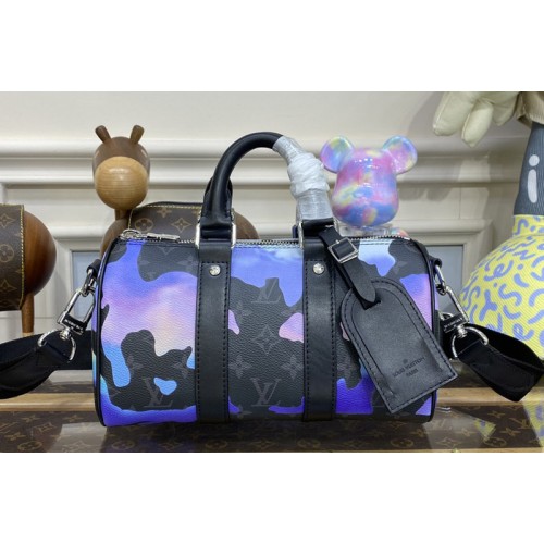 Louis Vuitton M21430 Keepall 25 Bag in Sunrise Monogram Eclipse coated canvas