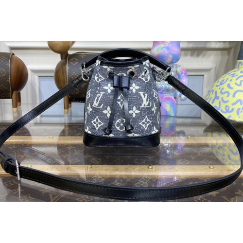 Louis Vuitton M46449 Noe Bucket bag in Gray Denim textile jacquard Louis Vuitton M46449 Noe Bucket bag in Gray Denim textile jacquard