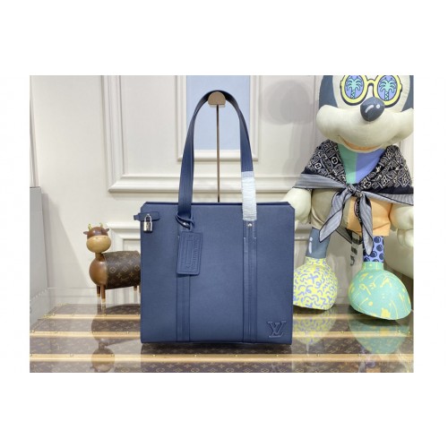 Louis Vuitton M21542 Takeoff Cabas tote bag in Navy Blue Aerogram cowhide leather