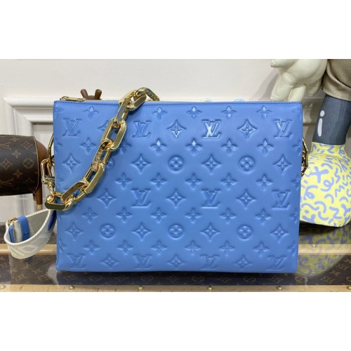 Louis Vuitton M21650 Coussin MM handbag in Blue Lambskin Louis Vuitton M21650 Coussin MM handbag in Blue Lambskin