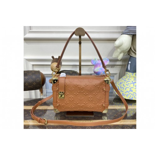 Louis Vuitton M21741 Side Trunk PM handbag in Tan calfskin leather Louis Vuitton M21741 Side Trunk PM handbag in Tan calfskin leather