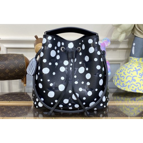 Louis Vuitton M21753 LVxYK NeoNoe MM Bag in Black and white Embossed grained Monogram Empreinte cowhide leather with Infinity Do