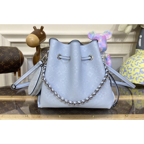 Louis Vuitton M21582 Bella bucket bag in Blue Mahina perforated calfskin leather