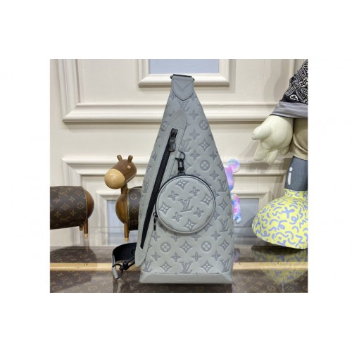 Louis Vuitton M21890 Duo Slingbag Bag in Gray Calf leather Louis Vuitton M21890 Duo Slingbag Bag in Gray Calf leather