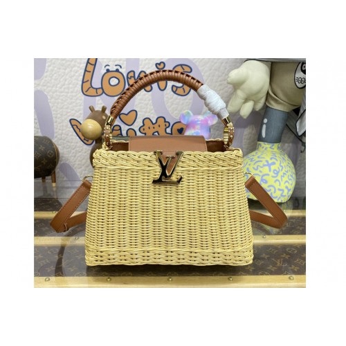 Louis Vuitton M22173 Capucines BB handbag in Tan Natural natural rattan paired with calfskin