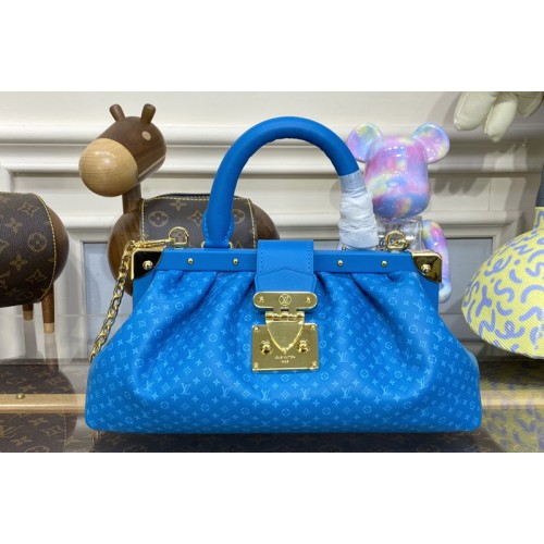 Louis Vuitton M22325 Monogram Clutch in Blue Calfskin leather Louis Vuitton M22325 Monogram Clutch in Blue Calfskin leather