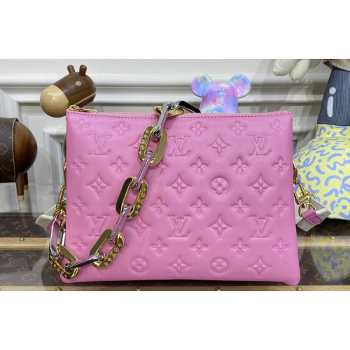 Louis Vuitton M22395 Coussin PM handbag in Rose Bonbon Pink puffy Lambskin Louis Vuitton M22395 Coussin PM handbag in Rose Bonbon Pink puffy Lambskin