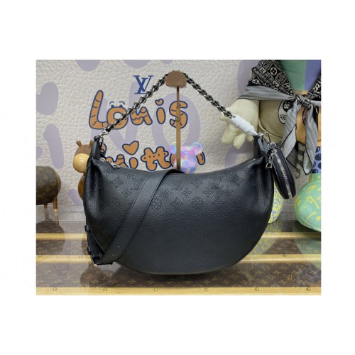 Louis Vuitton M22822 Baia MM Bag in Black Perforated Mahina calfskin