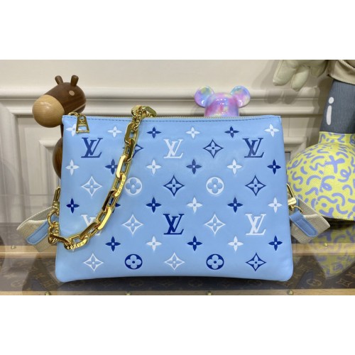 Louis Vuitton M22953 Coussin PM Tricolor Bag in Blue Lambskin
