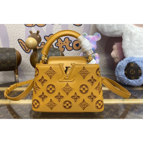 Louis Vuitton M22863 Capucines Mini handbag in Saffron Yellow Calfskin leather