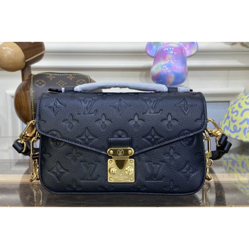 Louis Vuitton M46595 Pochette Metis East West Bag in Black Monogram Empreinte Leather