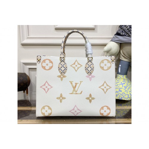 Louis Vuitton M22975 OnTheGo MM tote bag in Beige Monogram coated canvas