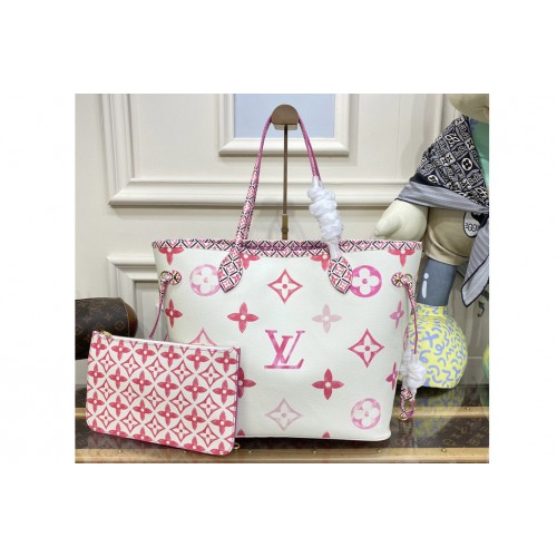 Louis Vuitton M22980 Neverfull MM tote bag in Pink Monogram coated canvas