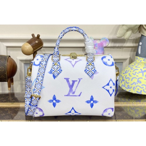 Louis Vuitton M23073 Speedy Bandoulière 25 Bag in Blue Monogram coated canvas