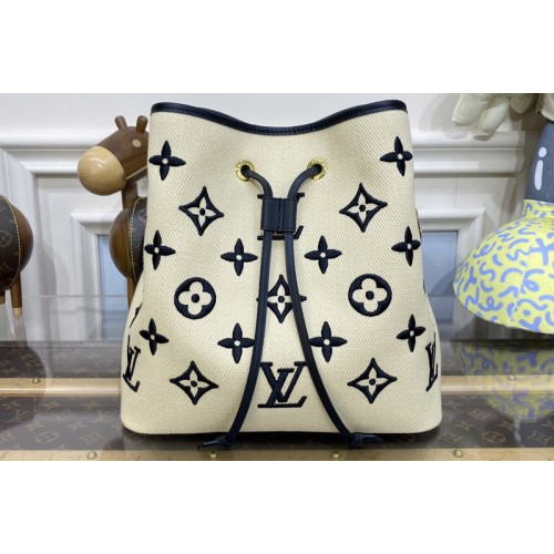 Louis Vuitton M23080 NeoNoe MM bucket bag in Black Lotus cotton Louis Vuitton M23080 NeoNoe MM bucket bag in Black Lotus cotton