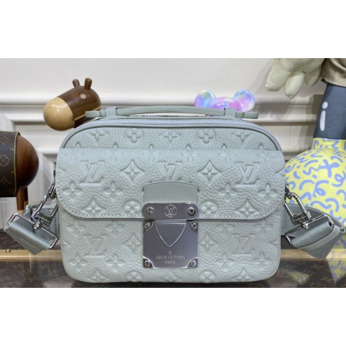 Louis Vuitton M23152 S Lock Messenger city bag in Mineral Gray Embossed Taurillon Monogram cowhide leather
