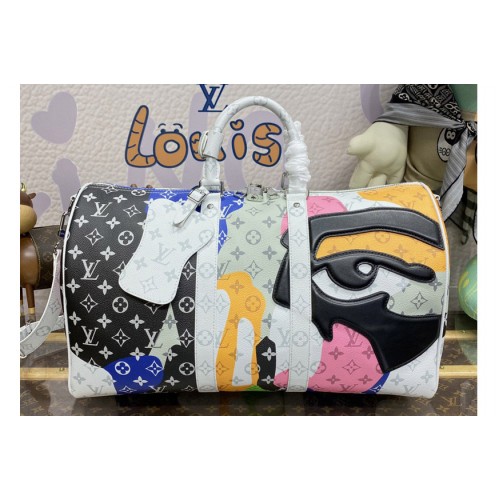 Louis Vuitton M23160 Keepall Bandoulière 45 Bag in Multicolor Monogram coated canvas and cowhide leather