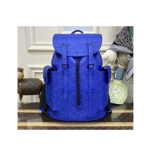 Louis Vuitton M23189 Christopher MM backpack in Racing Blue Embossed Taurillon Monogram cowhide leather Louis Vuitton M23189 Christopher MM backpack in Racing Blue Embossed Taurillon Monogram cowhide leather