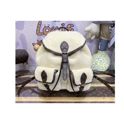 Louis Vuitton M23384 Ski Backpack in Cream Brown Shearling Louis Vuitton M23384 Ski Backpack in Cream Brown Shearling