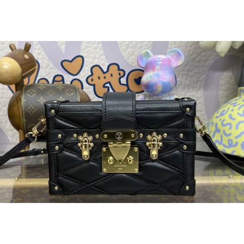 Louis Vuitton M23518 Petite Malle handbag in Black Beige Lamb leather