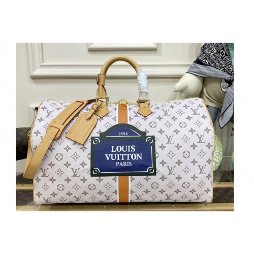 Louis Vuitton M23529 Keepall Bandoulière 45 bag in Saffron coated canvas