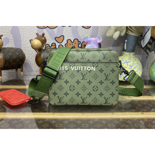 Louis Vuitton M23783 Trio Messenger bag in Khaki Green Vermillion Red Monogram canvas