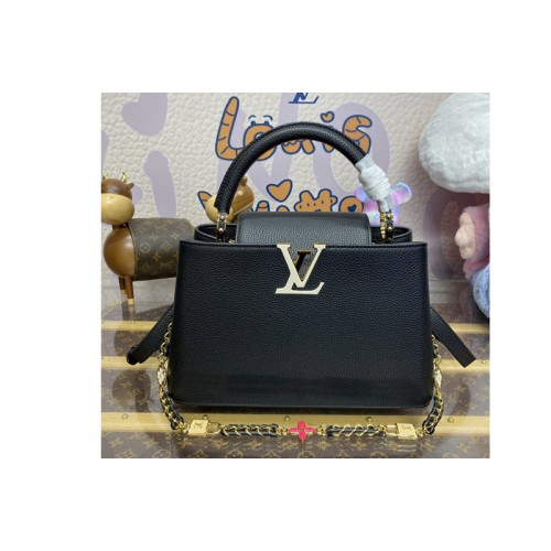 Louis Vuitton M23950 Capucines MM handbag in Black Taurillon leather