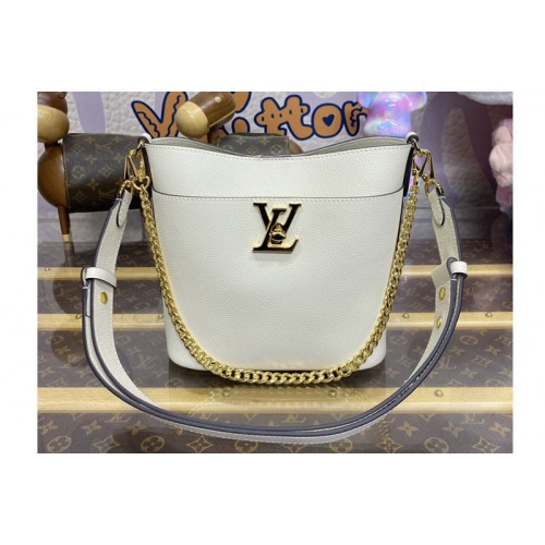 Louis Vuitton M24638 Lock and Walk bucket bag in White Grained calf leather
