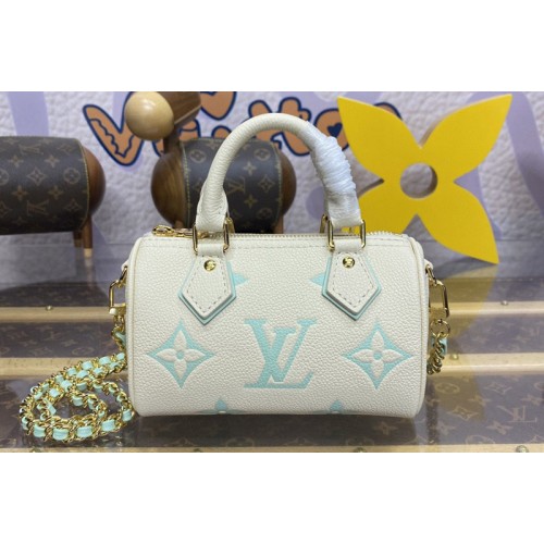 Louis Vuitton M24169 Nano Speedy bag in White Green Monogram Empreinte Leather Louis Vuitton M24169 Nano Speedy bag in White Green Monogram Empreinte Leather