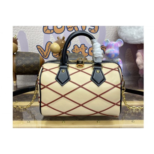 Louis Vuitton M24261 Speedy 20 Bandouliere handbag in Beige Red Lambskin