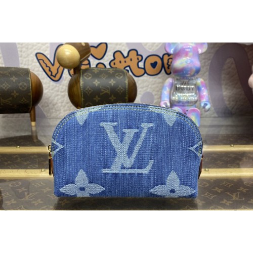 Louis Vuitton M24316 Pochette Cosmetique PM in Denim Blue Monogram Denim Canvas