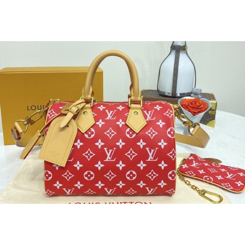 Louis Vuitton M24425 Speedy P9 Bandouliere 25 Bag in Red Soft calfskin Monogram print