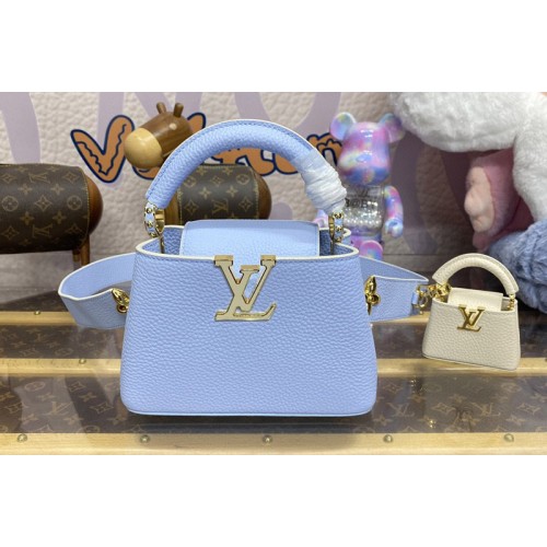 Louis Vuitton M24563 Capucines Mini handbag in Blue Taurillon leather