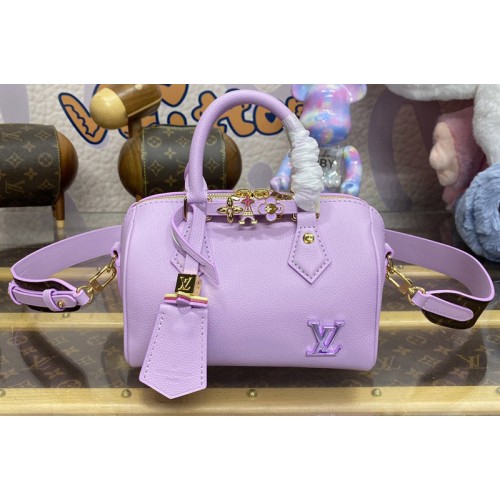 Louis Vuitton M24598 Speedy 18 Bandouliere Bag in Purple Leather