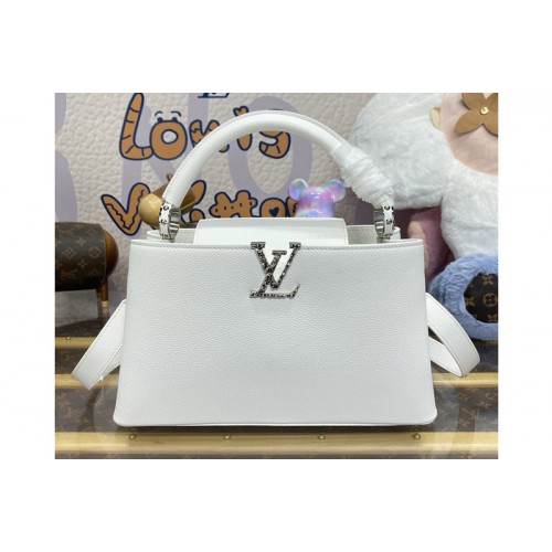 Louis Vuitton M24664 Capucines East West MM handbag in White Grained calfskin