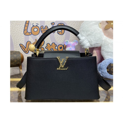 Louis Vuitton M24664 Capucines East West MM handbag in Black Grained calfskin