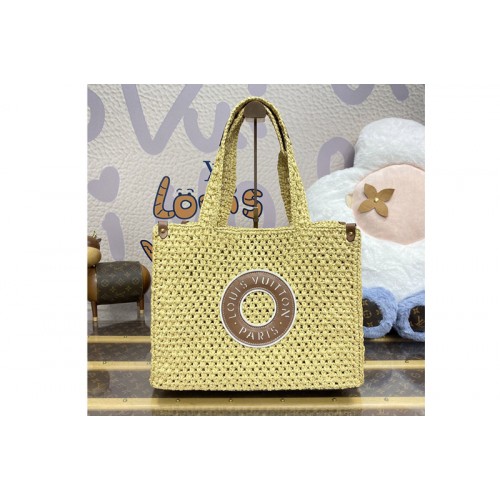 Louis Vuitton M24723 OnTheGo MM tote Bag in natural Tan raffia