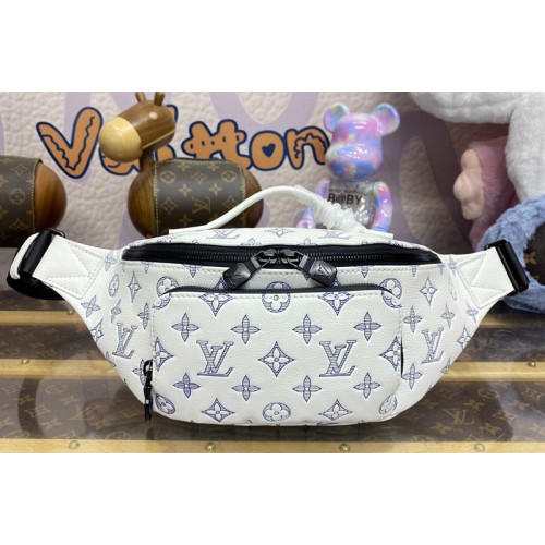 Louis Vuitton M25227 Rush Bumbag in White Navy Blue Monogram Shadow calf leather Louis Vuitton M25227 Rush Bumbag in White Navy Blue Monogram Shadow calf leather